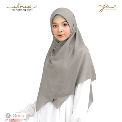 Jilbab Afra Voal Polos - Water Repellent - JAFR - Almaa' 03 Griss